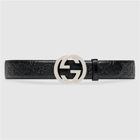 black gucci signature leather belt